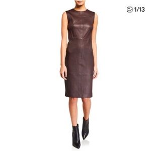 Vince burgundy leather Midi Dress